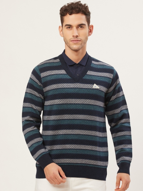 

Monte Carlo Men Blue & White Striped Pullover Sweater