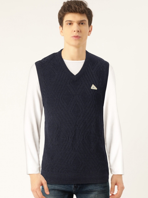 

Monte Carlo Men Navy Blue Self Design Sweater Vest