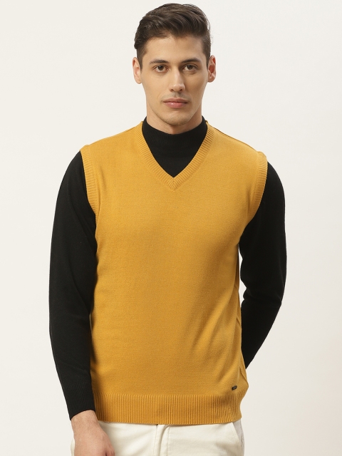 

Monte Carlo Men Mustard Yellow Solid Sweater Vest