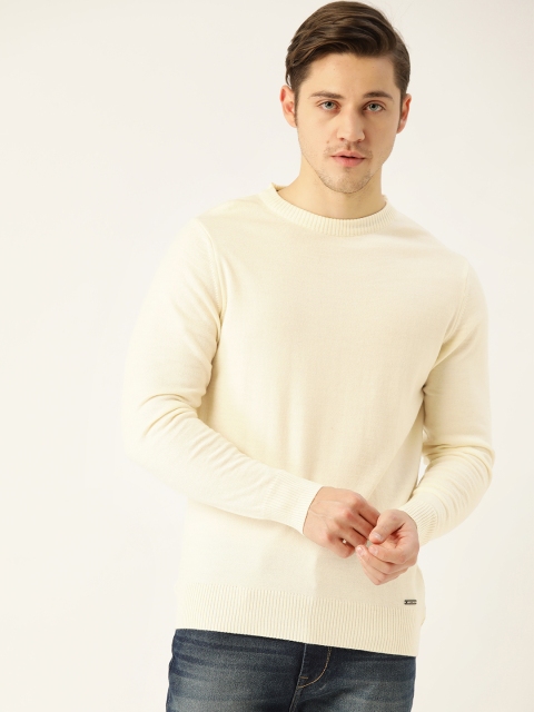 

Monte Carlo Men Cream-Coloured Solid Pullover