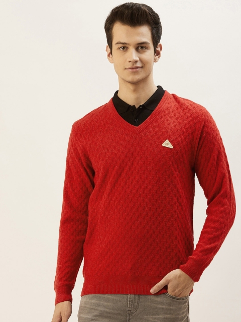 

Monte Carlo Men Red Self Design Pullover