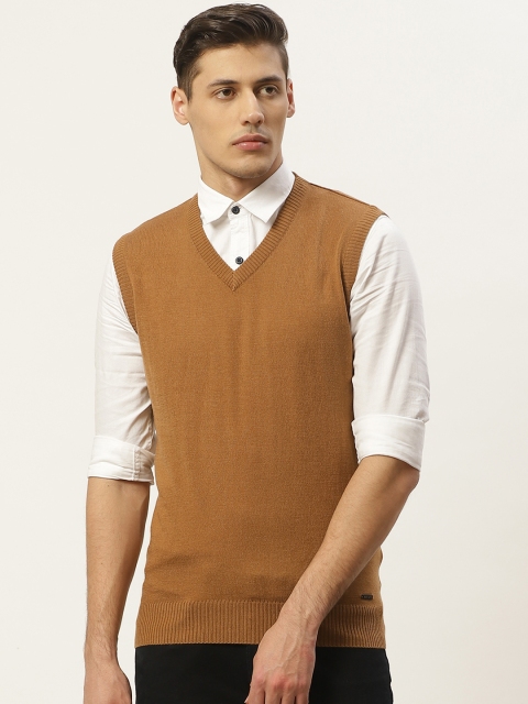 

Monte Carlo Men Mustard Brown Solid Sweater Vest