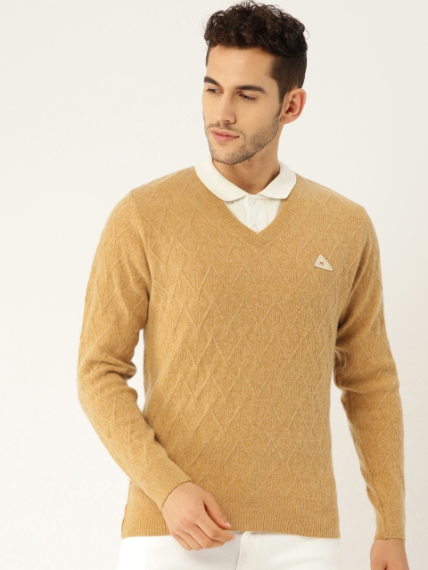 

Monte Carlo Men Beige Self Design Pullover