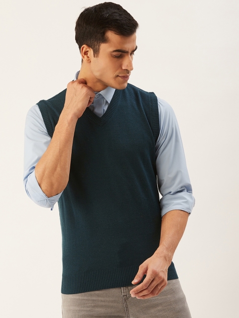 

Monte Carlo Men Teal Green Solid Sweater Vest