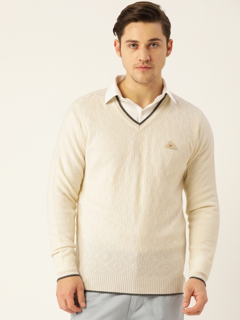 

Monte Carlo Men Off-White Self Design Pullover Sweater