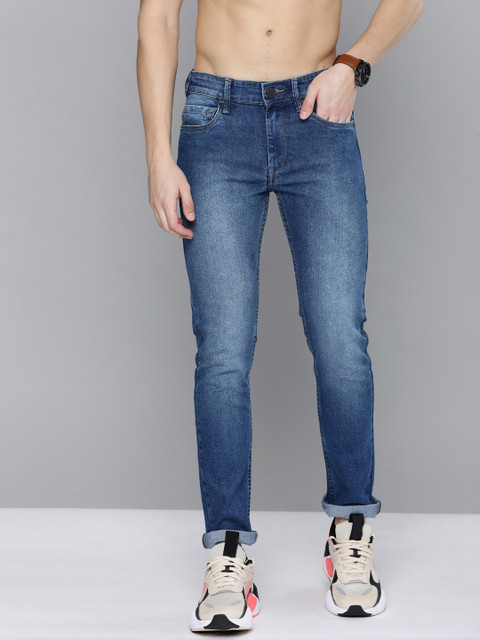 

HERE&NOW Men Blue Skinny Fit Mid-Rise Clean Look Stretchable Jeans