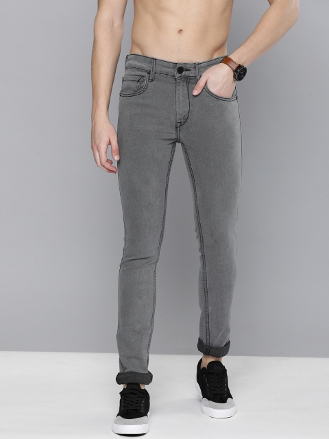 

HERE&NOW Men Grey Skinny Fit Mid-Rise Clean Look Stretchable Jeans