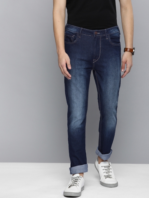 

HERE&NOW Men Navy Blue Regular Fit Mid-Rise Clean Look Stretchable Jeans