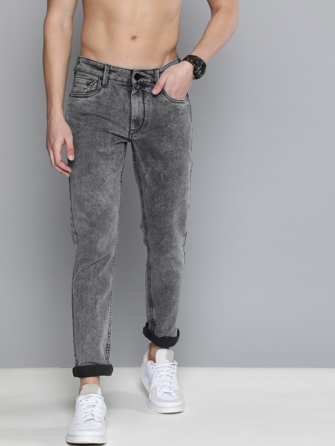 

HERE&NOW Men Grey Slim Fit Mid-Rise Clean Look Stretchable Jeans