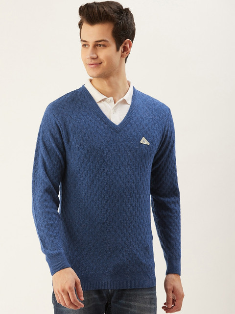 

Monte Carlo Men Blue Self Design Pullover