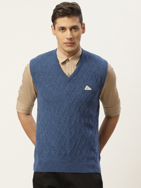 

Monte Carlo Men Blue Self Design Sweater Vest