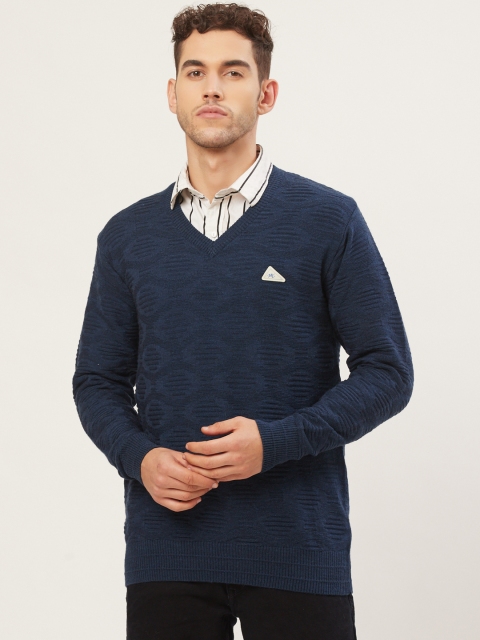 

Monte Carlo Men Navy Blue Self Design Pullover Sweater