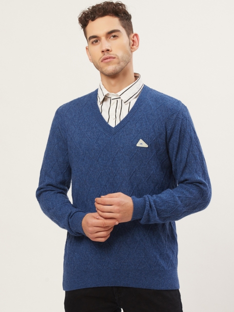 

Monte Carlo Men Blue Self Design Pullover