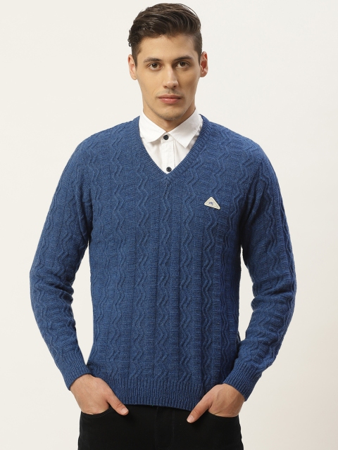 

Monte Carlo Men Blue Self Design Pullover Sweater