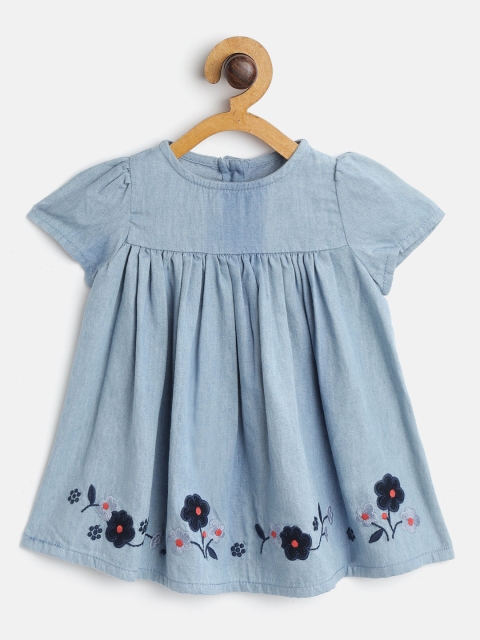 

Marks & Spencer Girls Blue Chambray A-Line Dress With Applique Detail