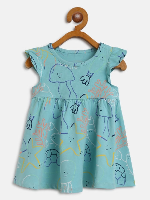 

Marks & Spencer Girls Blue & Coral Red Conversational Print A-Line Dress