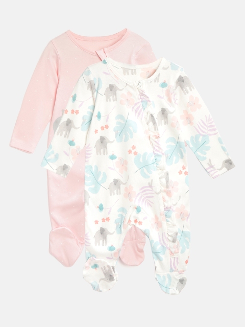 

Marks & Spencer Girls Pack of 2 Printed Sleepsuits, Pink