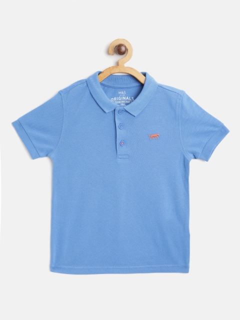 

Marks & Spencer Boys Blue Solid Polo Collar T-shirt