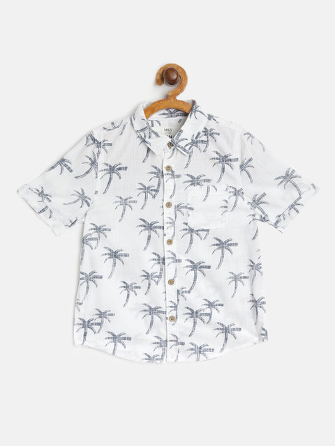 

Marks & Spencer Boys White & Navy Regular Fit Tropical Print Casual Shirt