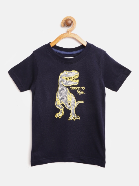 

Marks & Spencer Boys Navy Blue Dinosaur Print Round Neck T-shirt