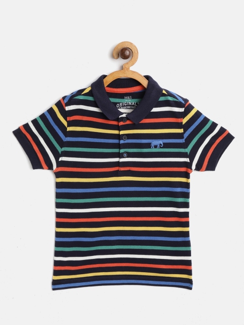 

Marks & Spencer Boys Multicoloured Striped Polo Collar T-shirt, Multi