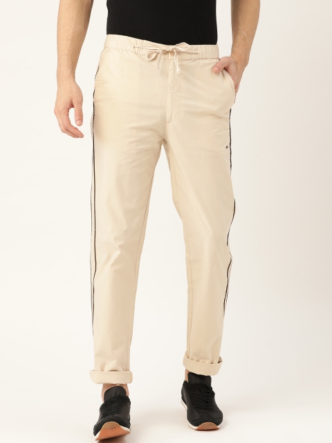 

Monte Carlo Men Cream-Coloured Slim Fit Solid Regular Trousers