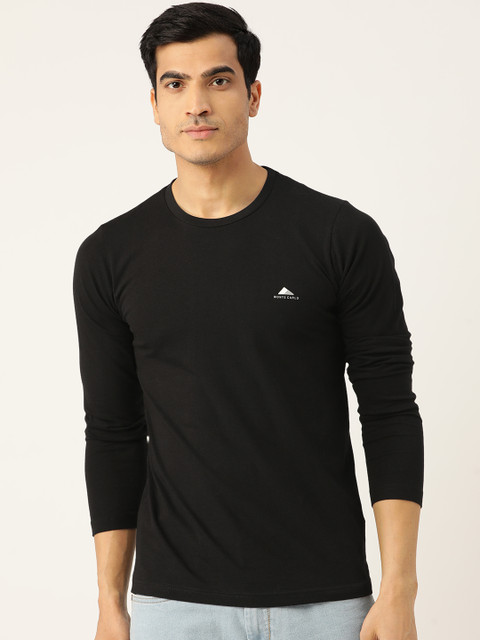 

Monte Carlo Men Black Solid Round Neck T-shirt
