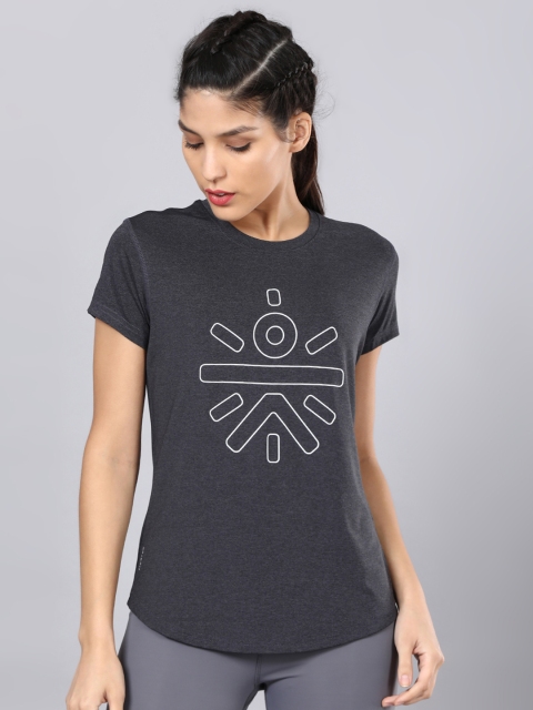 

Cultsport Women Charcoal Grey Printed Round Neck T-shirt