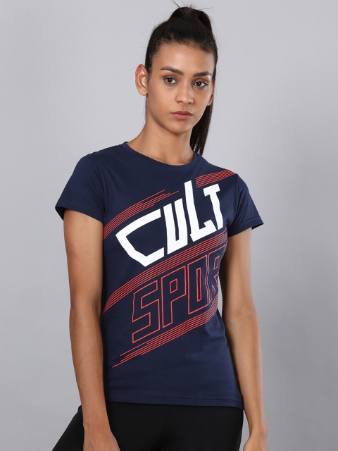

Cultsport Women Navy Blue Printed Round Neck T-shirt