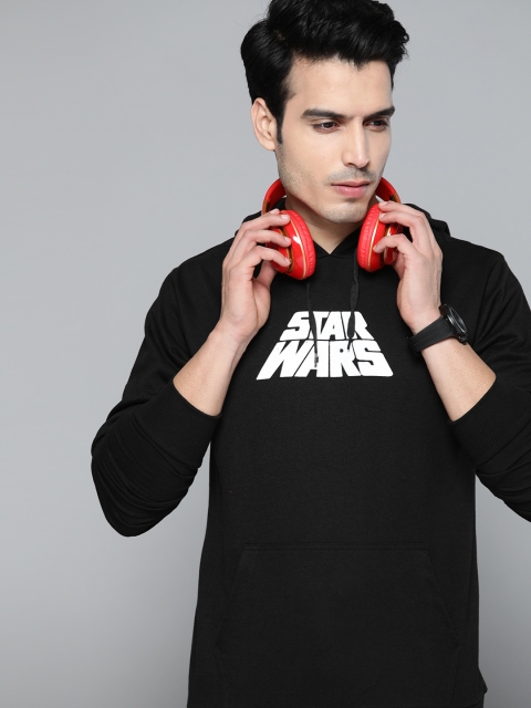 

Kook N Keech Star Wars Men Black & White Printed Hooded Sweatshirt
