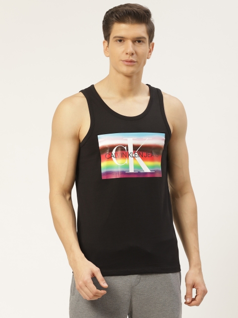 

Calvin Klein Jeans Men Black Brand Logo Print Round Neck T-shirt