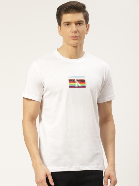 

Calvin Klein Jeans Men White Brand Logo Print Round Neck T-shirt