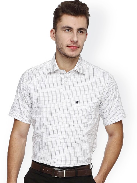 

Balista White Checked Classic Fit Formal Shirt