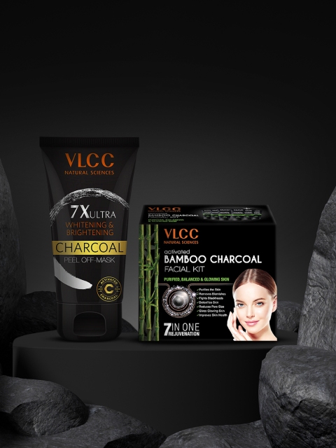 

VLCC Set of 2 Charcoal Peel Off Mask & Activated Bamboo Charcoal Facial Kit, Black
