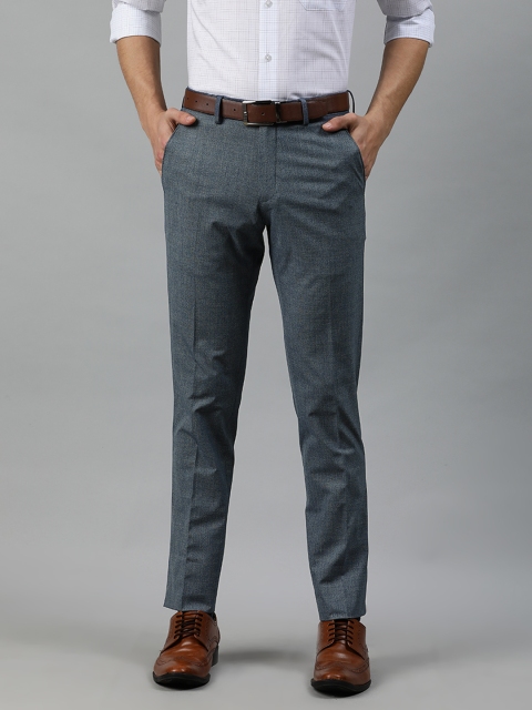 

Louis Philippe Men Navy Blue Slim Fit Solid Formal Trousers