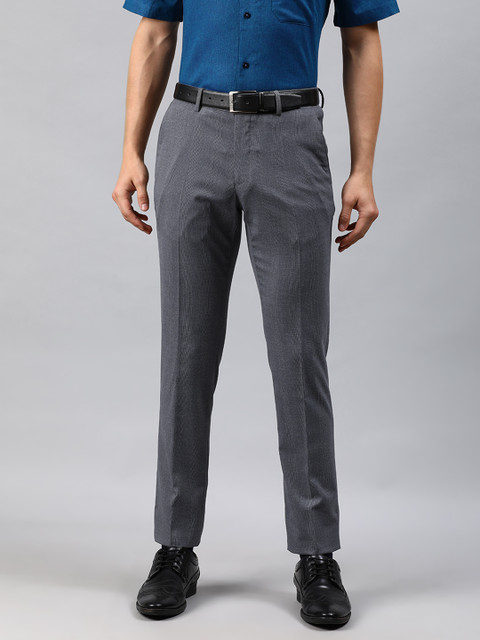 

Louis Philippe Men Grey Super Slim Fit Self Design Formal Trousers