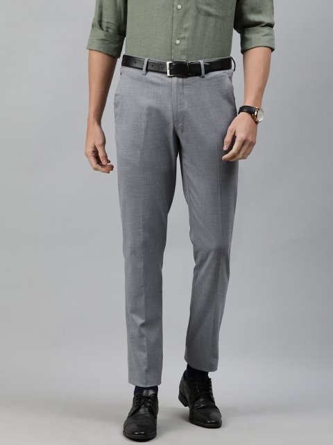 

Louis Philippe Men Grey Super Slim Fit Solid Formal Trousers