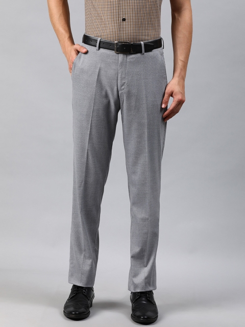 

Louis Philippe Men Grey Regular Fit Self Design Formal Trousers