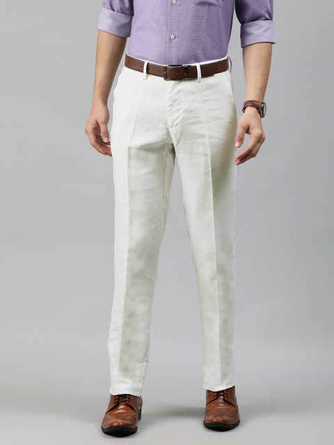 

Louis Philippe Men White Slim Fit Solid Formal Trousers