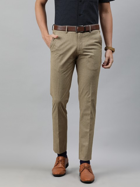 

Louis Philippe Men Brown Super Slim Fit Solid Formal Trousers