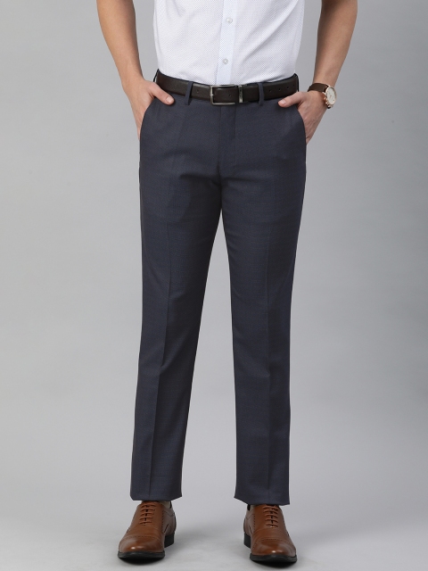 

Louis Philippe Men Navy Blue Slim Fit Regular Trousers