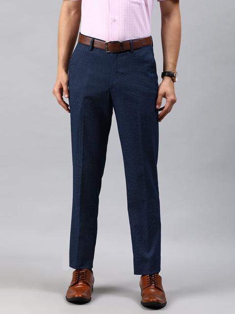 

Louis Philippe Men Navy Blue Slim Fit Solid Formal Trousers