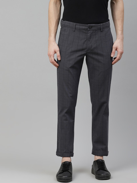 

Louis Philippe Sport Men Charcoal Grey Checked Slim Fit Regular Trousers