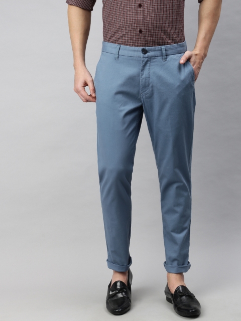 

Louis Philippe Sport Men Blue Comfy Tapered Fit Self Design Regular Trousers