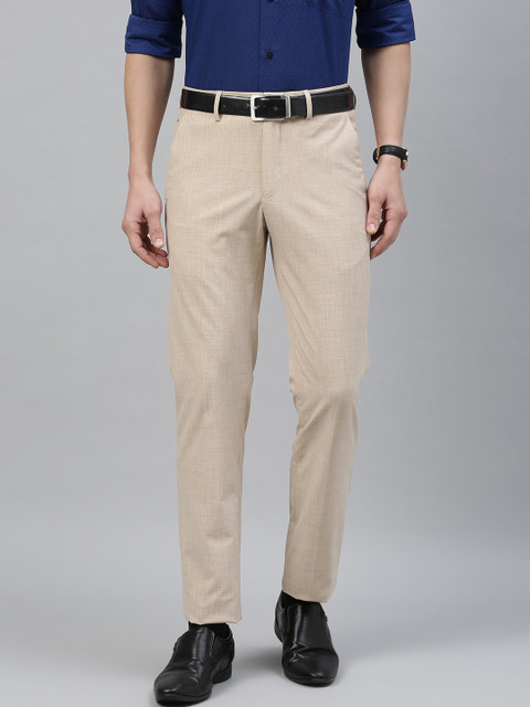 

Louis Philippe Men Beige Slim Fit Solid Formal Trousers