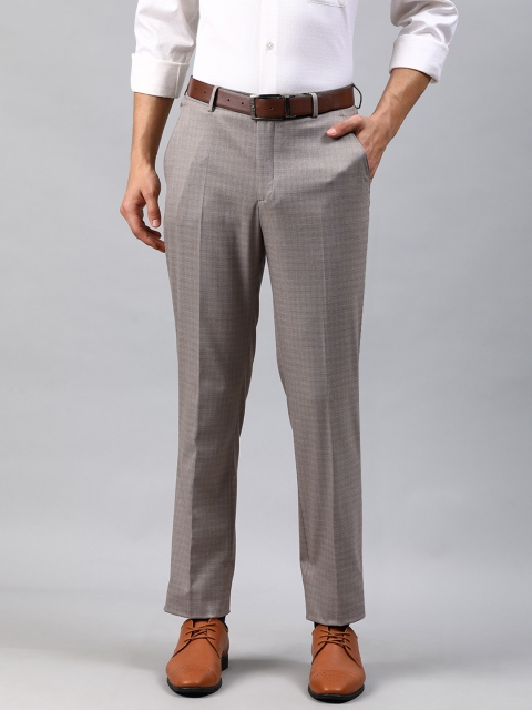 

Louis Philippe Men Grey Slim Fit Self-Checked Formal Trousers