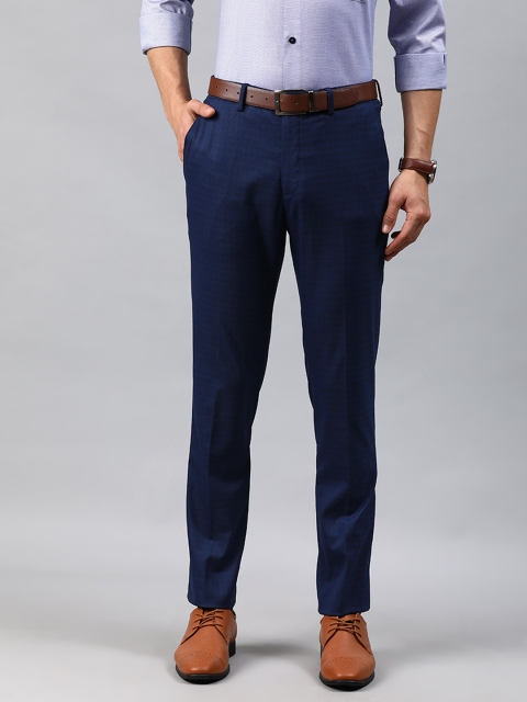 

Louis Philippe Men Navy Blue Slim Fit Solid Formal Trousers