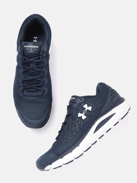 

UNDER ARMOUR Men Navy Charged Intake 4 Woven Design Running Shoes, Navy blue