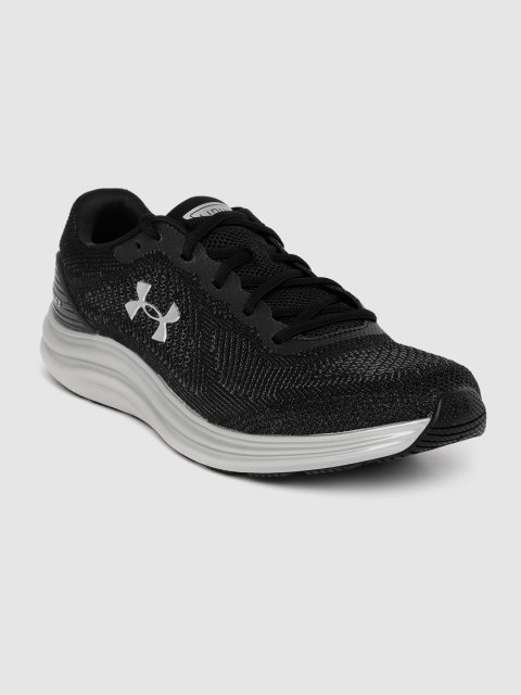 

UNDER ARMOUR Men Black & Charcoal Grey Woven Design Liquify Running Shoes