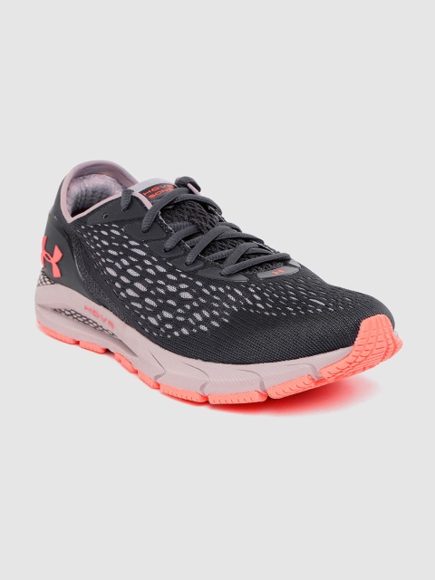 

UNDER ARMOUR Women Black & Lavender Woven Design HOVR Sonic 3 Running Shoes